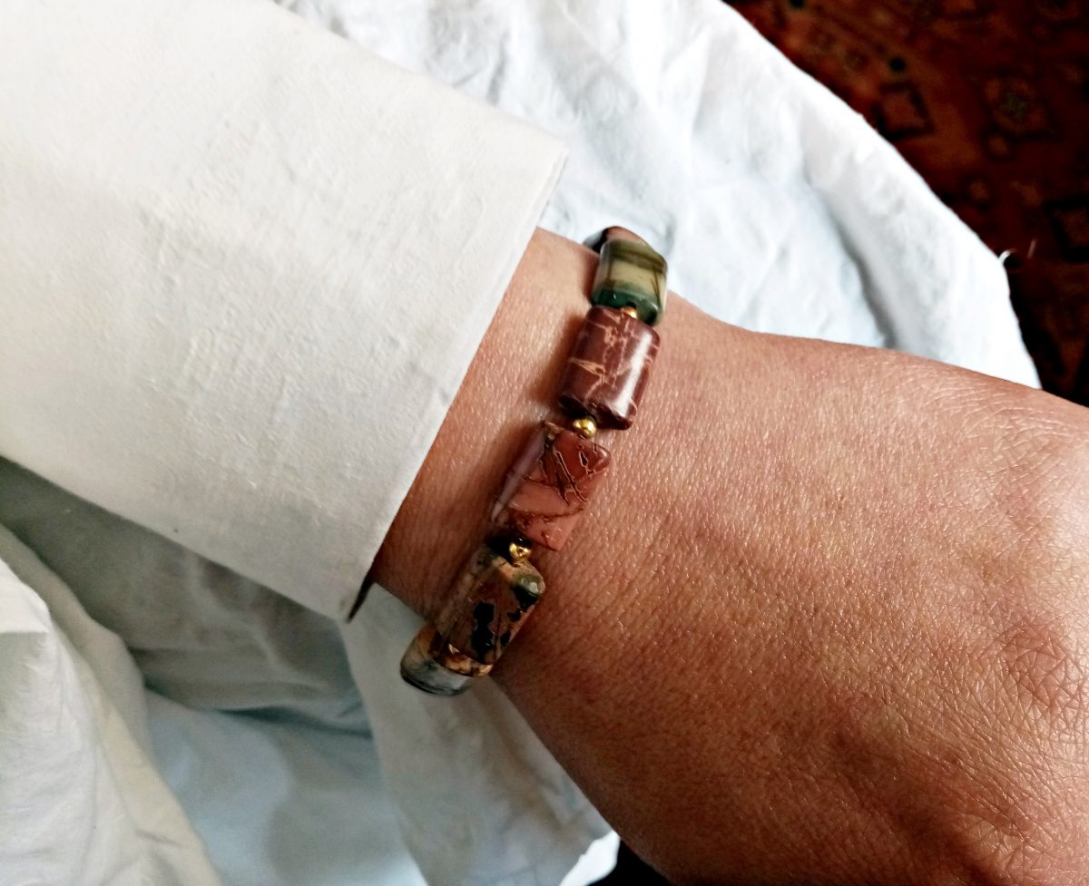 Bracelet Picasso Jasper Natural Gemstone, Handmade Jewelry, Gift for Her