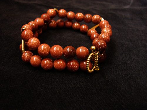 Bracelet Galaxy Stars Goldstone 2 strands, Handmade Jewelry, Gift for Her