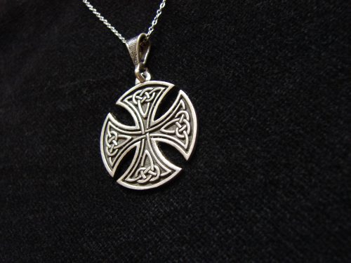 Round Celtic Cross Pendant Sterling Silver 925