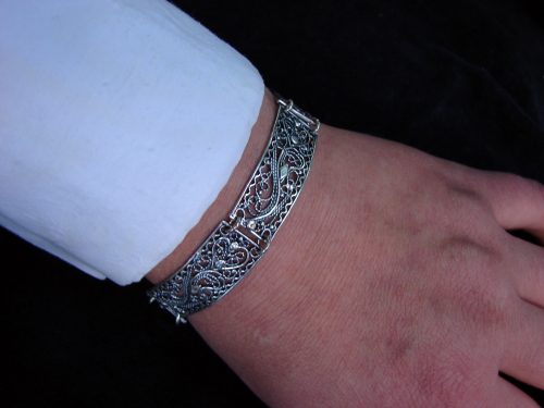 Silver Filigree Bracelet, Linked Bracelet