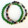 2 strand Bracelet Green Nephrite and Multi-Color Agate Beads