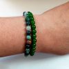 2 strand Bracelet Green Nephrite and Multi-Color Agate Beads