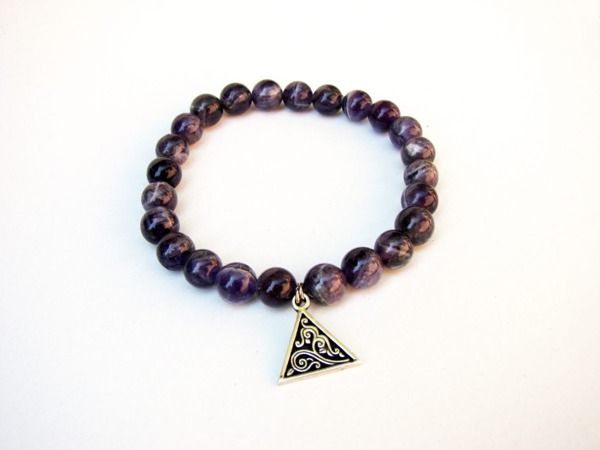 Purple Amethyst Bracelet with Charm Sterling Silver 925