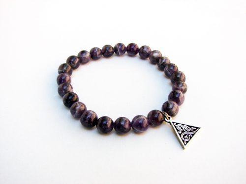 Purple Amethyst Bracelet with Charm Sterling Silver 925