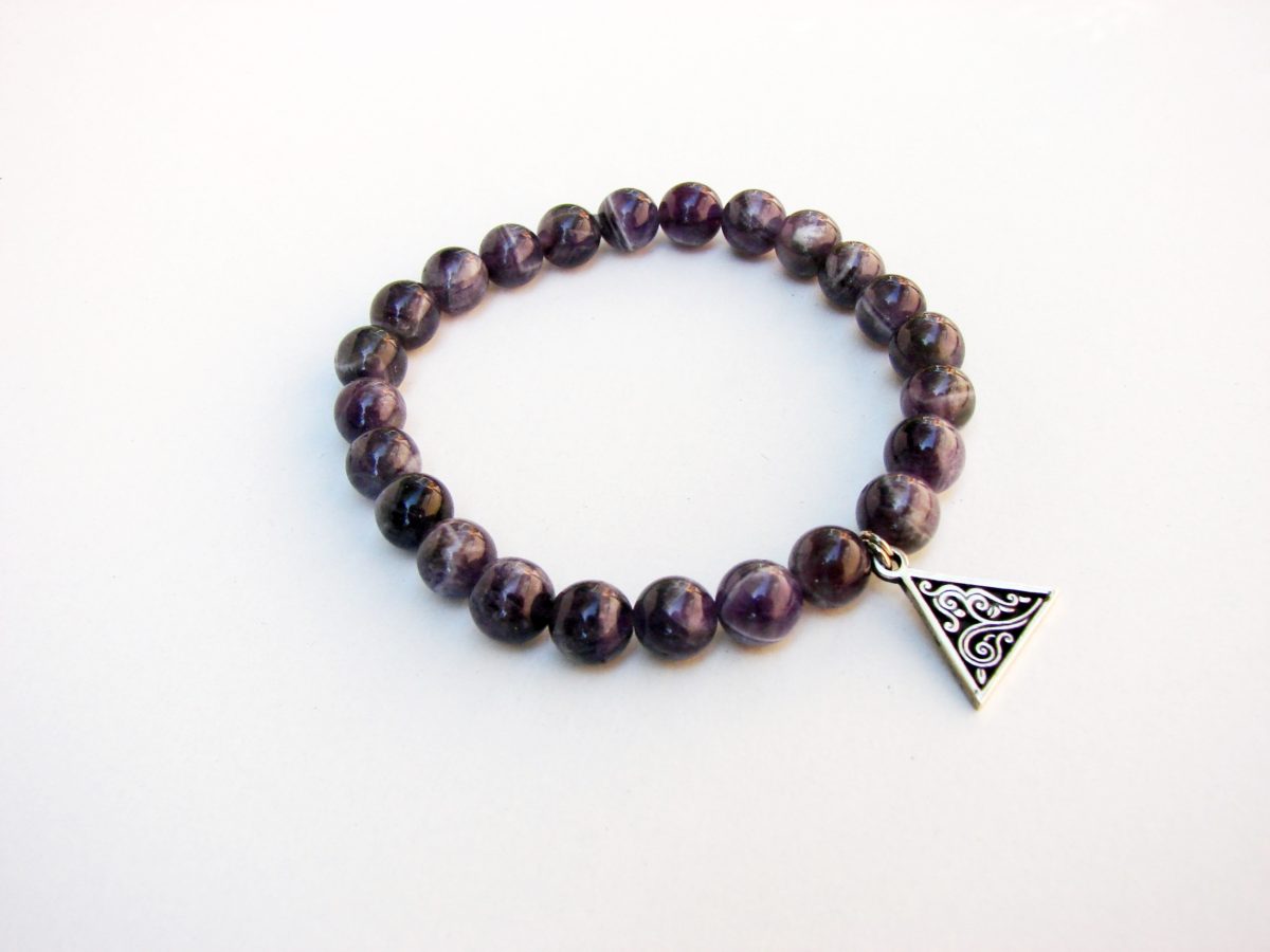 Purple Amethyst Bracelet with Charm Sterling Silver 925