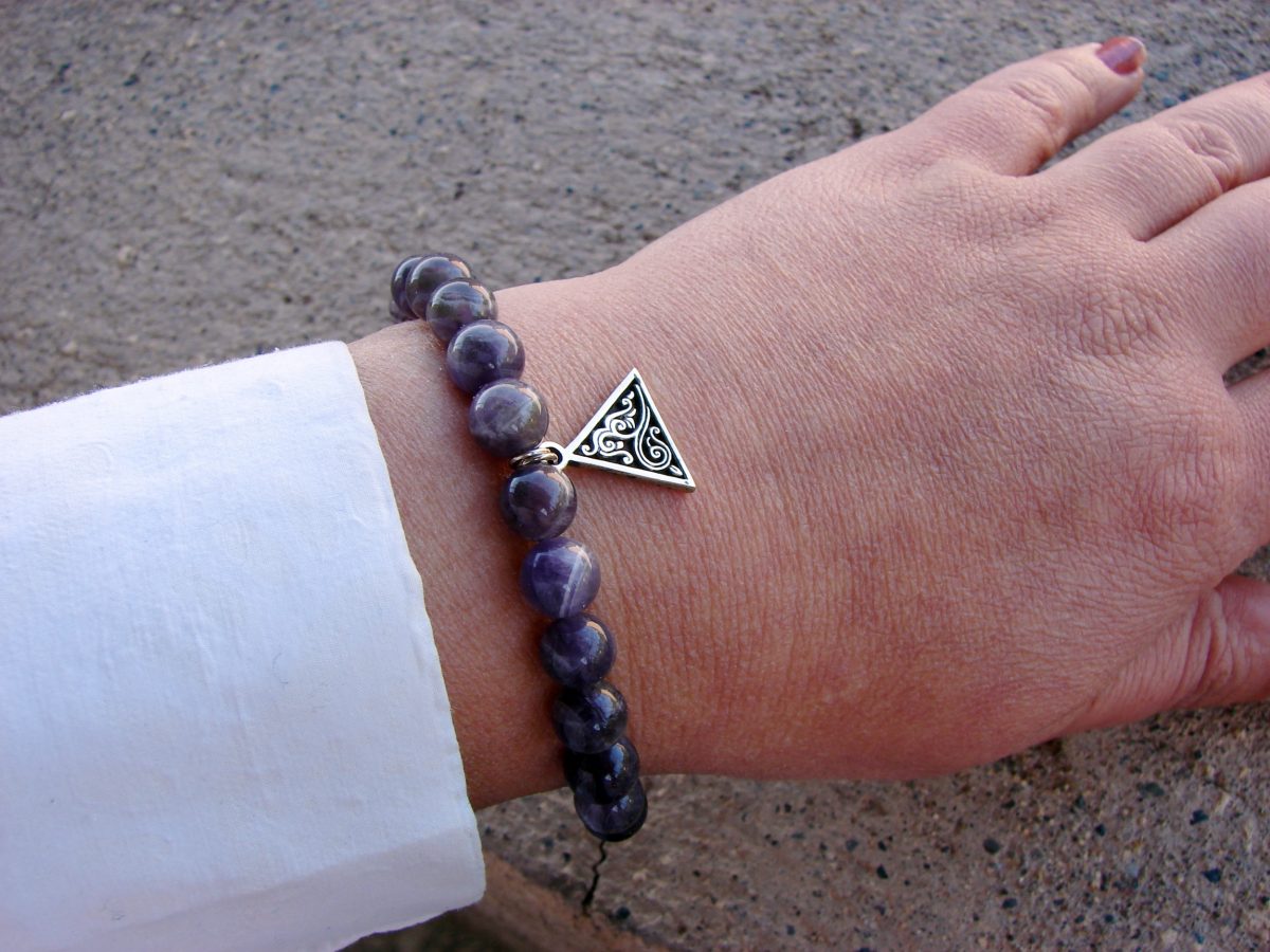 Purple Amethyst Bracelet with Charm Sterling Silver 925