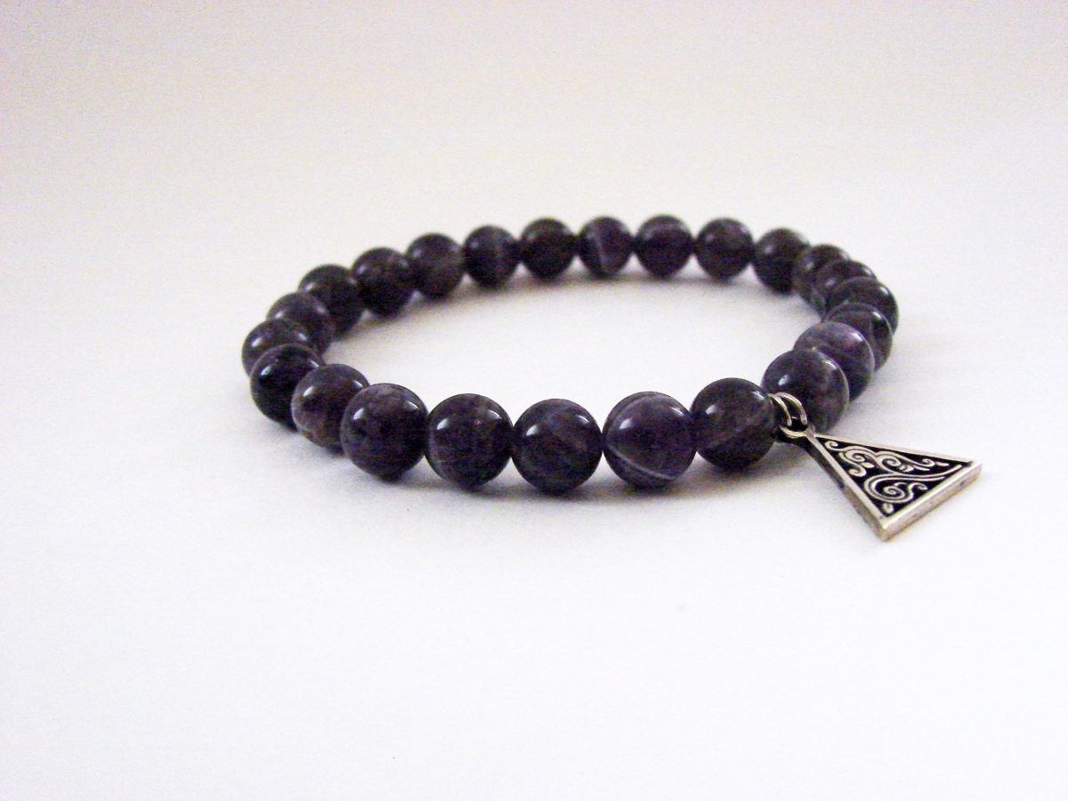 Purple Amethyst Bracelet with Charm Sterling Silver 925