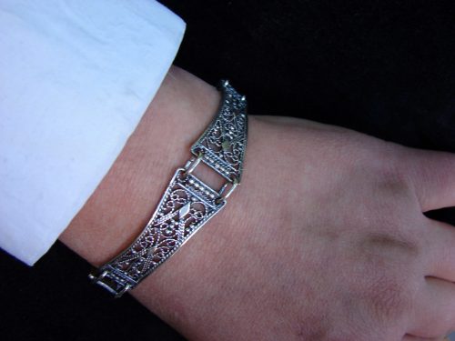 Antique Style Linked Bracelet Sterling Silver 925, Ethnic Style Bracelet, Filigree Jewelry