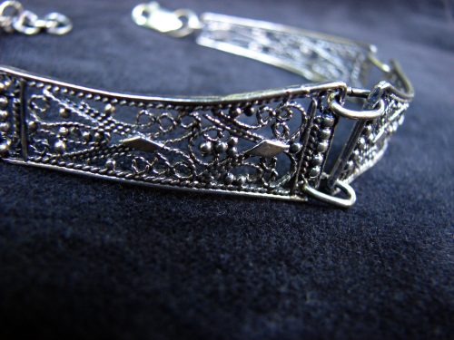 Antique Style Linked Bracelet Sterling Silver 925, Ethnic Style Bracelet, Filigree Jewelry