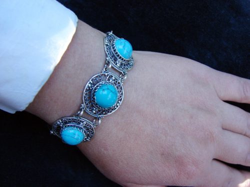 Turquois Silver Bracelet, Ethnic Style