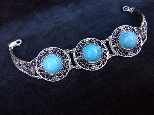Turquois Silver Bracelet, Ethnic Style