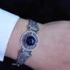Wide Silver Onyx Bracelet, Ethnic Style