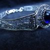 Wide Silver Onyx Bracelet, Ethnic Style