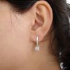 Bezel Solitaire Drop Earrings, Elegant Sparkling Earrings with Cubic Zirconia, Sterling Silver 925, Gift for Her, Dangle Earring