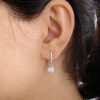 Bezel Solitaire Drop Earrings, Elegant Sparkling Earrings with Cubic Zirconia, Sterling Silver 925, Gift for Her, Dangle Earring