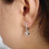 Bezel Solitaire Drop Earrings, Elegant Sparkling Earrings with Cubic Zirconia, Sterling Silver 925, Gift for Her, Dangle Earring