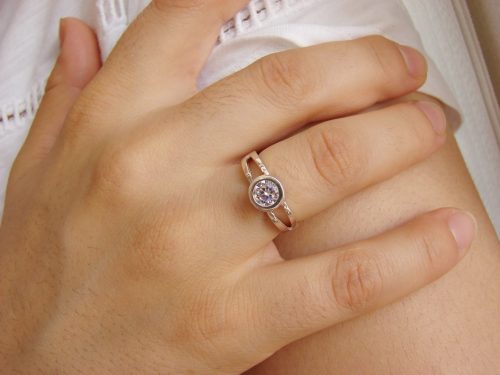 Bezel Solitaire Ring, Sterling Silver 925, Sparkling Cubic Zirconia