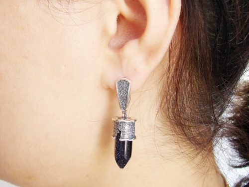 Blue Aventurine Earrings, Sterling Silver 925