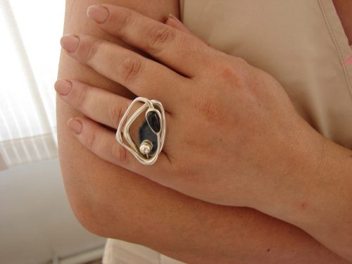 Ring with Mirror, Sterling Silver 925, Mirror jewelry, Celestial Ring, Cocktail Ring,