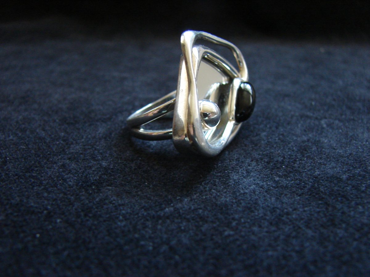 Ring with Mirror, Sterling Silver 925, Mirror jewelry, Celestial Ring, Cocktail Ring,