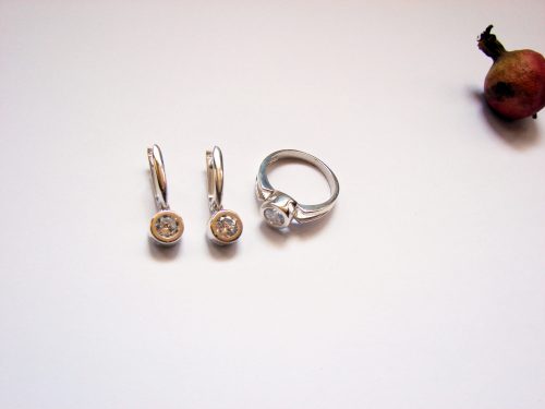 Bezel Solitaire Drop Earrings, Elegant Sparkling Earrings with Cubic Zirconia, Sterling Silver 925, Gift for Her, Dangle Earring