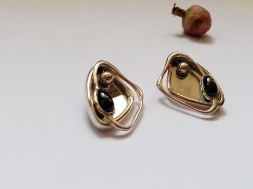 Earrings with mirror, Sterling Silver 925, Mirror jewelry, Celestial Earrings, Cocktail Earrings