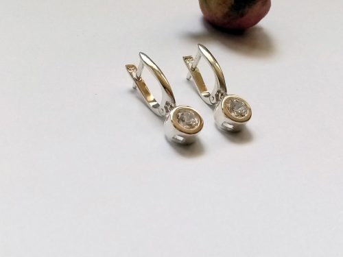 Bezel Solitaire Drop Earrings, Elegant Sparkling Earrings with Cubic Zirconia, Sterling Silver 925, Gift for Her, Dangle Earring