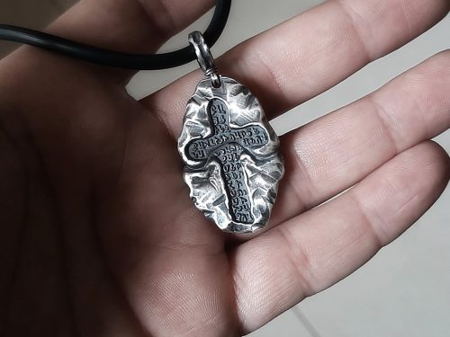 Armenian Silver Armenian Cross with Prayer, Large Cross Pendant, Religious Jewelry Gift,