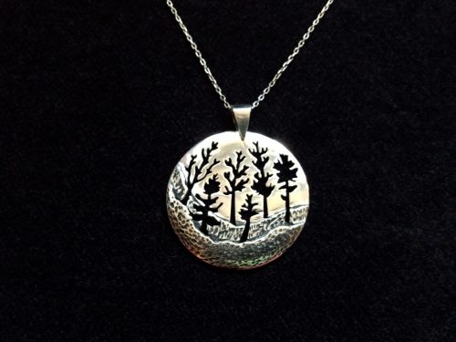 Pendant Forest Sterling Silver 925, 3D Necklace