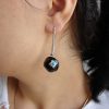 Earrings Black Onyx and Turquoise, Sterling Silver 925