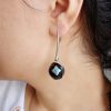 Earrings Black Onyx and Turquoise, Sterling Silver 925