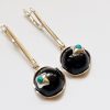 Earrings Black Onyx and Turquoise, Sterling Silver 925