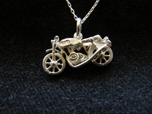 Motorcycle Pendant Sterling Silver 925, Motorbike Necklace, Sport bike charm
