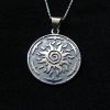 Silver Sun Pendant, Sunshine Necklace, Solar Symbol 925 Sterling Silver
