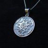 Silver Sun Pendant, Sunshine Necklace, Solar Symbol 925 Sterling Silver