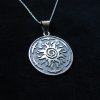 Silver Sun Pendant, Sunshine Necklace, Solar Symbol 925 Sterling Silver