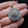 Silver Sun Pendant, Sunshine Necklace, Solar Symbol 925 Sterling Silver