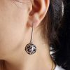 Long Openwork Earrings, Sterling Silver 925, Swirl Circles Design, Gift for Her, Dangle Party Earring