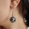 Long Openwork Earrings, Sterling Silver 925, Swirl Circles Design, Gift for Her, Dangle Party Earring