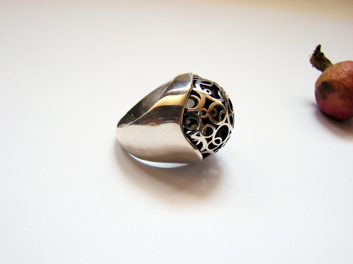 Large Openwork Ring, Sterling Silver 925, Swirl Design, Open work circles ring
