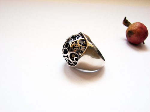 Large Openwork Ring, Sterling Silver 925, Swirl Design, Open work circles ring