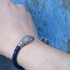 Мen's Cuff Bracelet Eagle Sterling Silver 925 and Genuine Leather