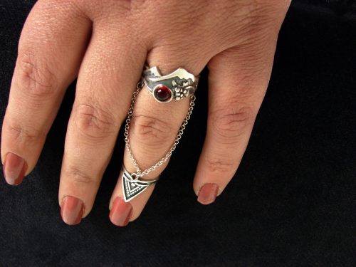 Chain Linked Rings Ararat, Silver Adjustable multi-finger rings, Armenian Symbol, Gift for Her, Armenian Handmade Jewelry
