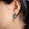 Turquoise Stud Earrings, Sterling Silver 925