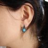 Turquoise Stud Earrings, Sterling Silver 925
