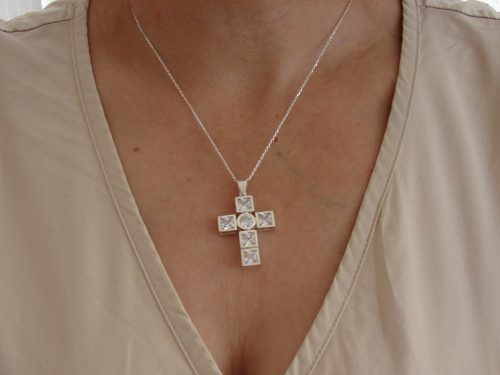 Cross Pendant Sterling Silver 925 with Cubic Zirconia