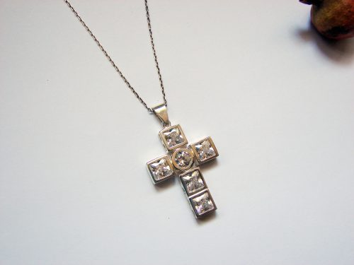 Cross Pendant Sterling Silver 925 with Cubic Zirconia