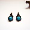 Turquoise Stud Earrings, Sterling Silver 925