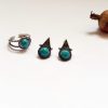 Turquoise Stud Earrings, Sterling Silver 925