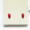 Red Coral Stud Earrings, Sterling Silver 925, Natural Raw Coral, Gift for Her, Armenian Handmade Jewelry